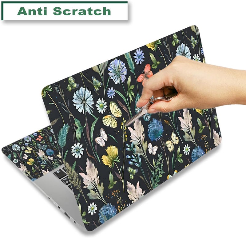 ARTSO Laptop Skin Sticker Cover Decal, 12 13 13.3 14 15 15.4 15.6 inch Laptop Notebook Vinyl Skin Sticker Cover Art Protector, Flower Leaf Butterfly - Image 2